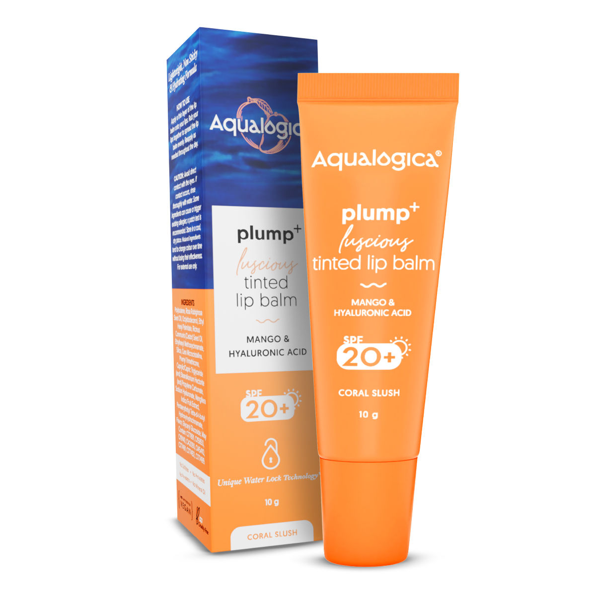 Buy Aqualogica Coral Slush Plump+ Luscious Tinted SPF 20+ Lip Balm with Mango & Hyaluronic Acid - 10g - Purplle