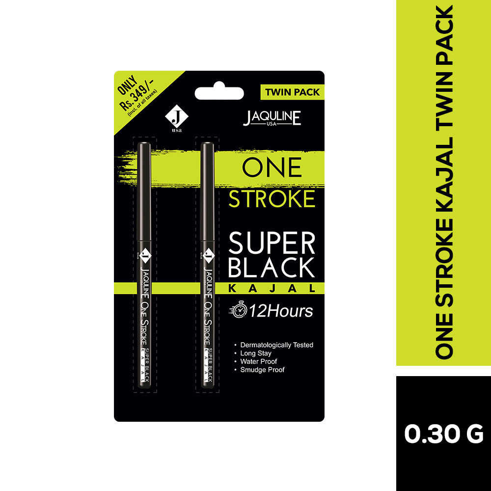 Buy Jaquline USA OneStroke Super Black Kajal Twin Pack(0.30g+0.30g) - Purplle