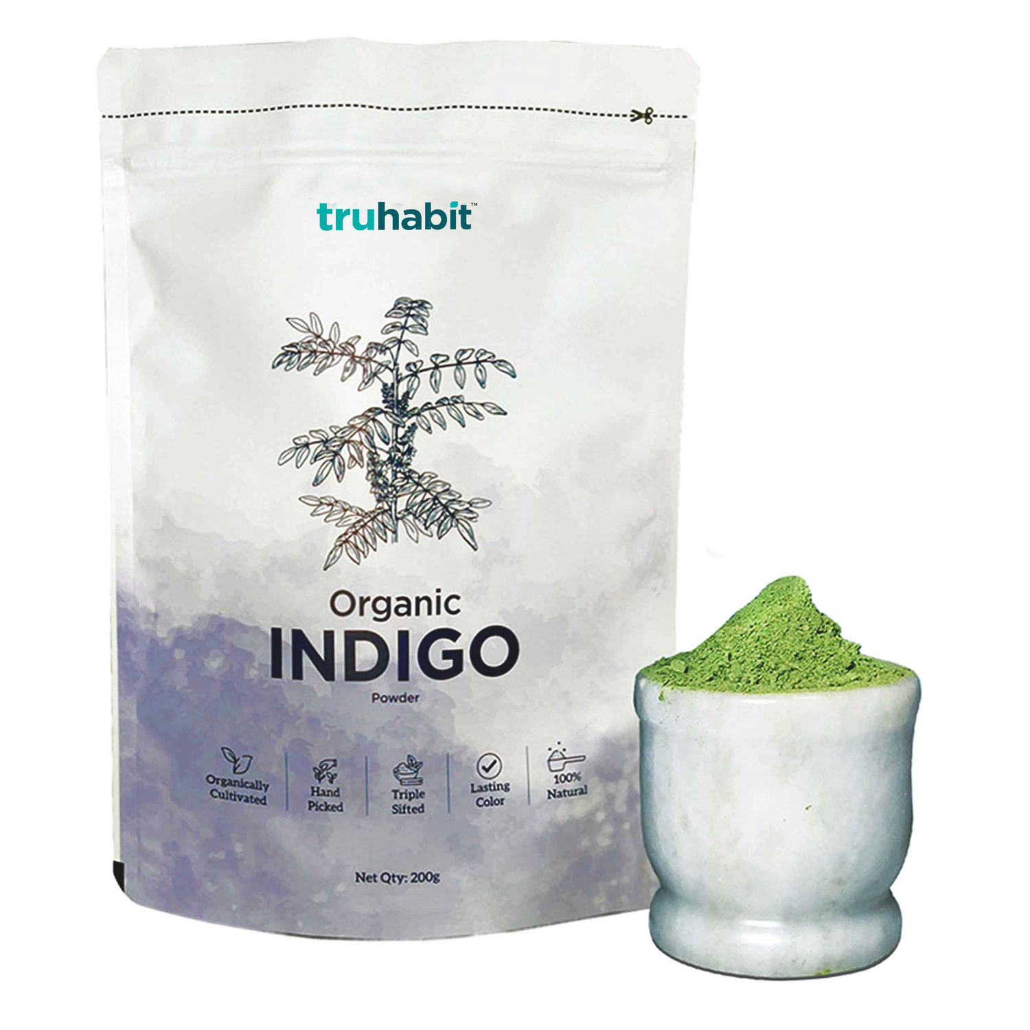 Buy TruHabit Indigo Powder Organic for Hair Color (200 gms) Indigo Powder for Hair for Lasting & Natural Hair Colour - Black,Brown Organic Hair Colour Hair Dye, Organic Indigo Hair Powder for Men & Women - Purplle