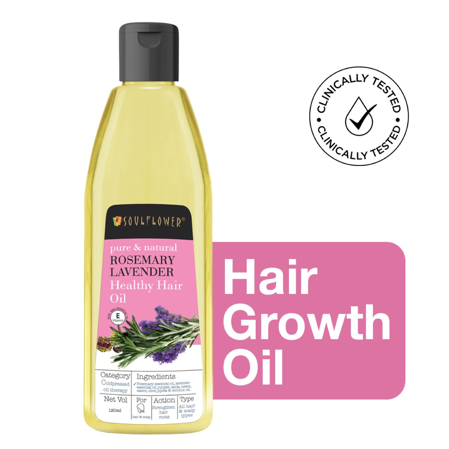 Buy Soulflower Pure And Natural Rosemary Lavender Healthy Hair Oil 120ml - Purplle