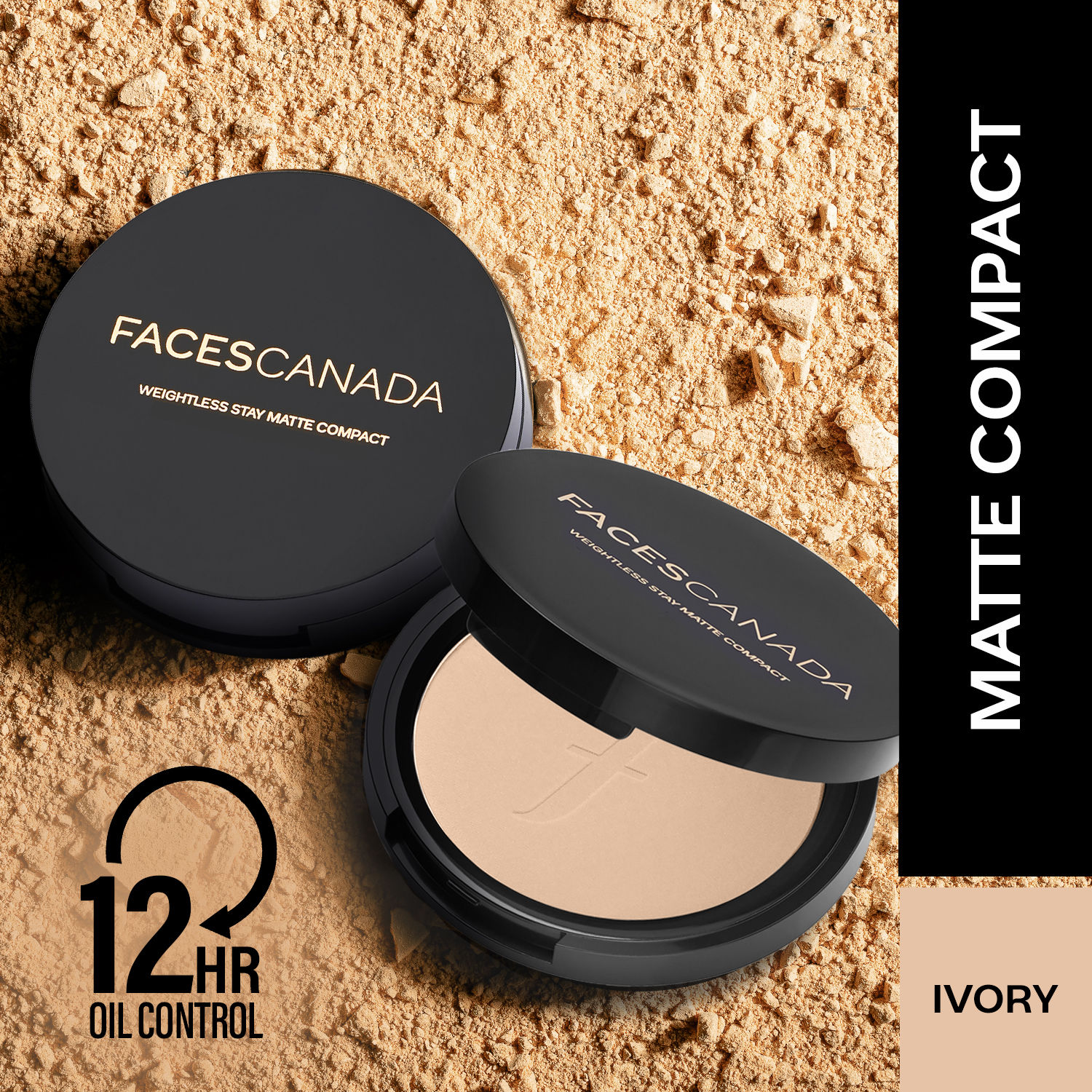 Buy FACES CANADA Weightless Stay Matte Finish Compact Powder - Ivory, 9g (Pack of 2) | Oil Control | Evens Out Complexion | Blends Effortlessly | Pressed Powder For All Skin Types - Purplle