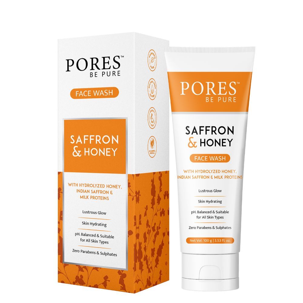 Buy PORES Be Pure Saffron Glow Bright Face Wash With Honey | Skin Hydrating Face Wash For Dry To Normal Skin | No Paraben & Sulphate - 100 G - Purplle