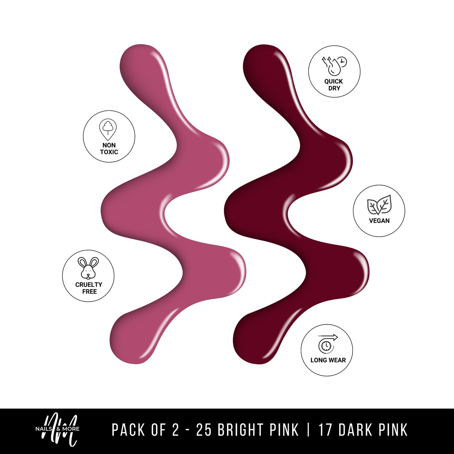 Buy NAILS & MORE: Enhance Your Style with Long Lasting in Bright Pink - Dark Pink Pack of 2 - Purplle