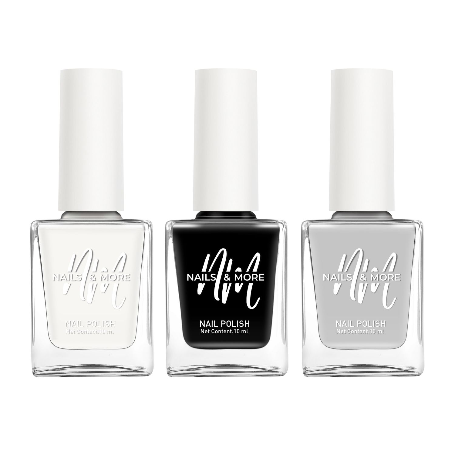 Buy NAILS & MORE: Enhance Your Style with Long Lasting in Pure White - Black - Grey Set of 3 - Purplle