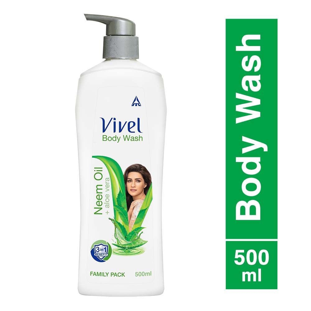 Vivel Body Wash Neem Oil Aloe Vera Shower Creme 500ml Pump