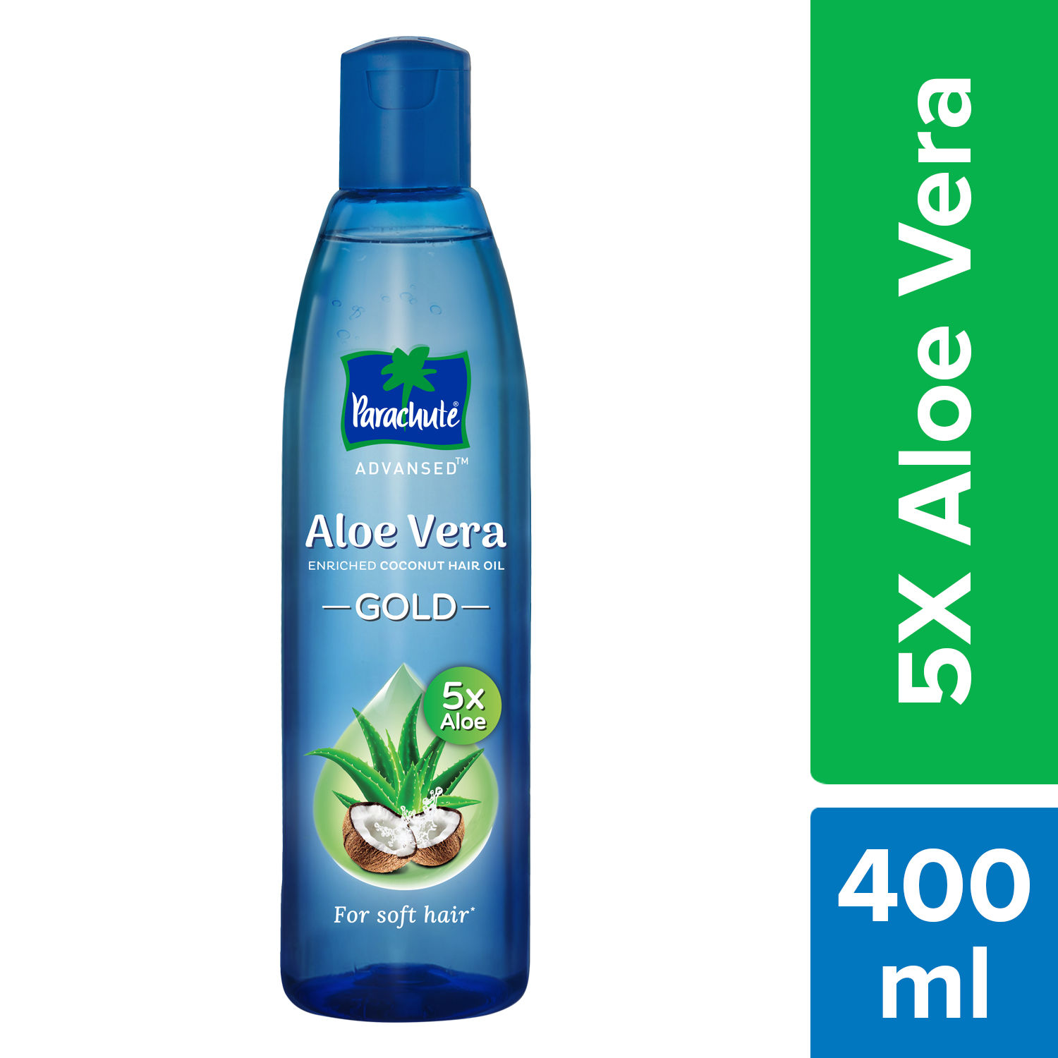 Buy Parachute Advansed Aloe Vera Enriched Coconut Hair Oil GOLD | 5X Aloe Vera with Coconut Oil| Makes hair Sooperr soft | 400ml - Purplle