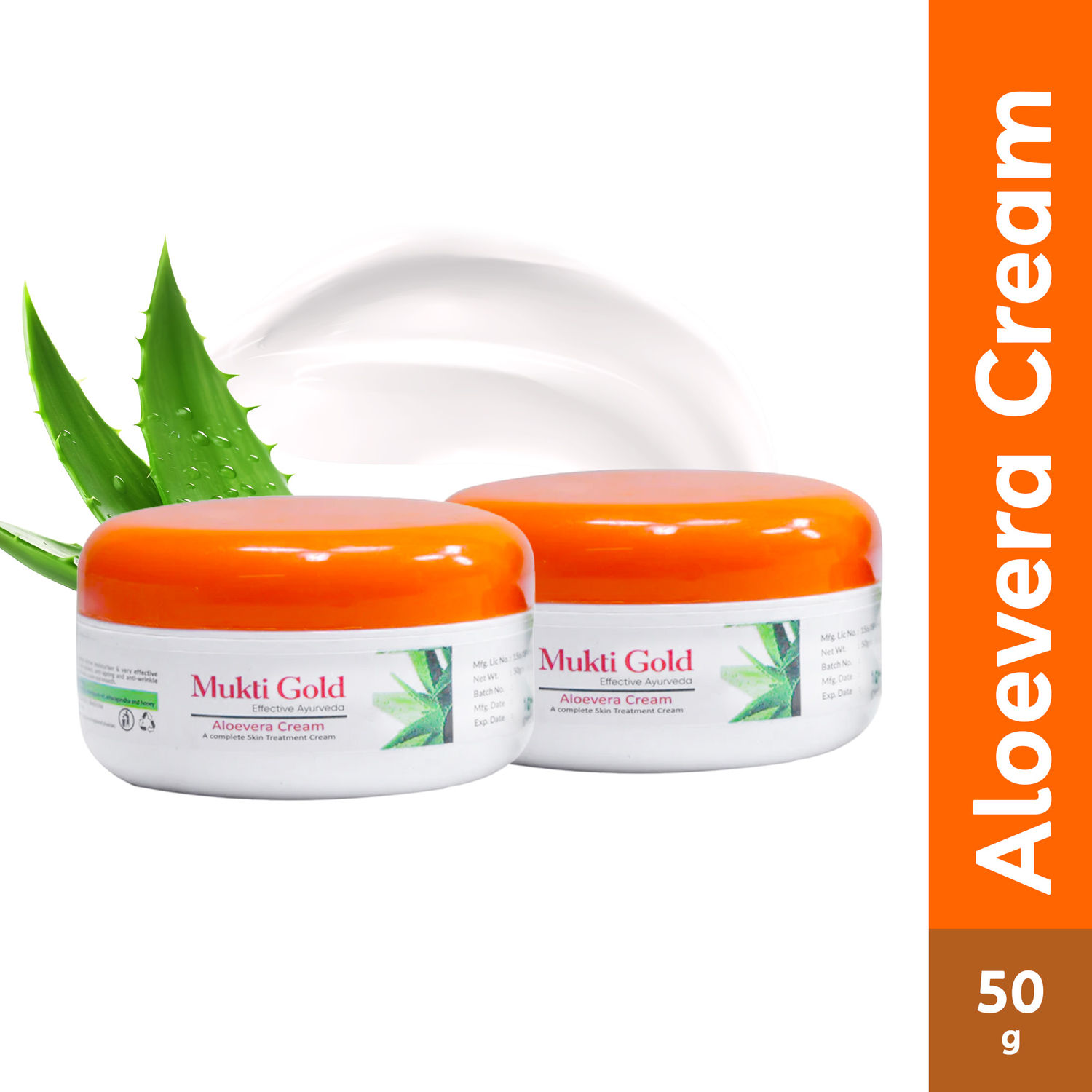 Buy Axiom Mukti Gold Aloevera Cream |A Complete Skin Treatment Cream | With the Goodness of Aloevera, Amla, Neem | No Parabens, No Sulphate (50g Pack of 2) - Purplle