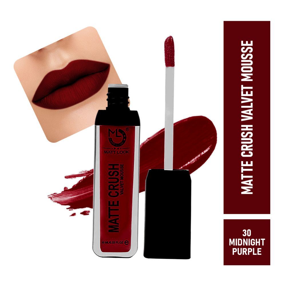 Buy Matt look Matte Crush Velvet Mousse Lipstick, Midnight Purple (10ml) - Purplle