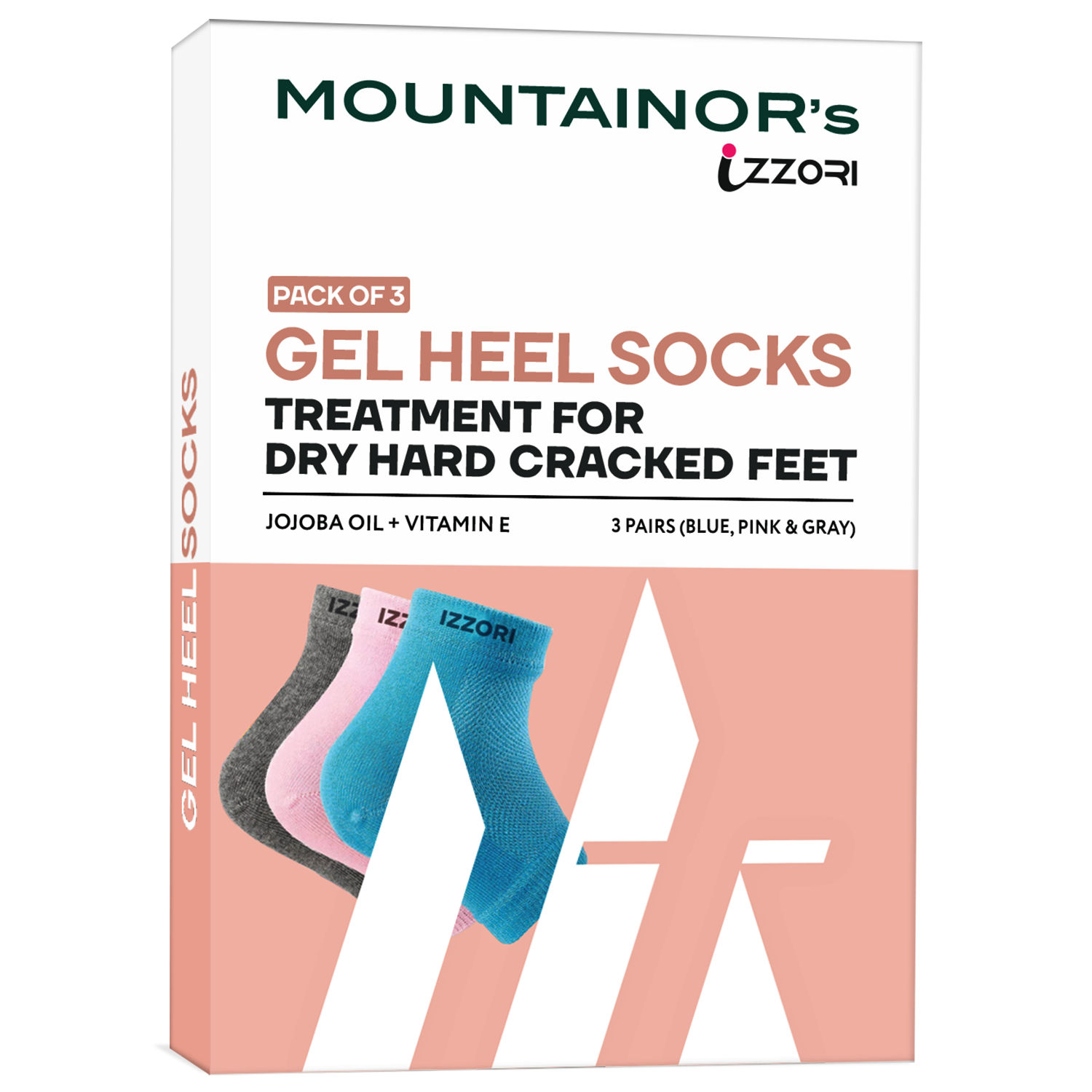 Buy Mountainor Silicone Gel Heel Socks For Dry Hard Cracked Heel Repair Pad - Pink- Blue & Grey - Purplle