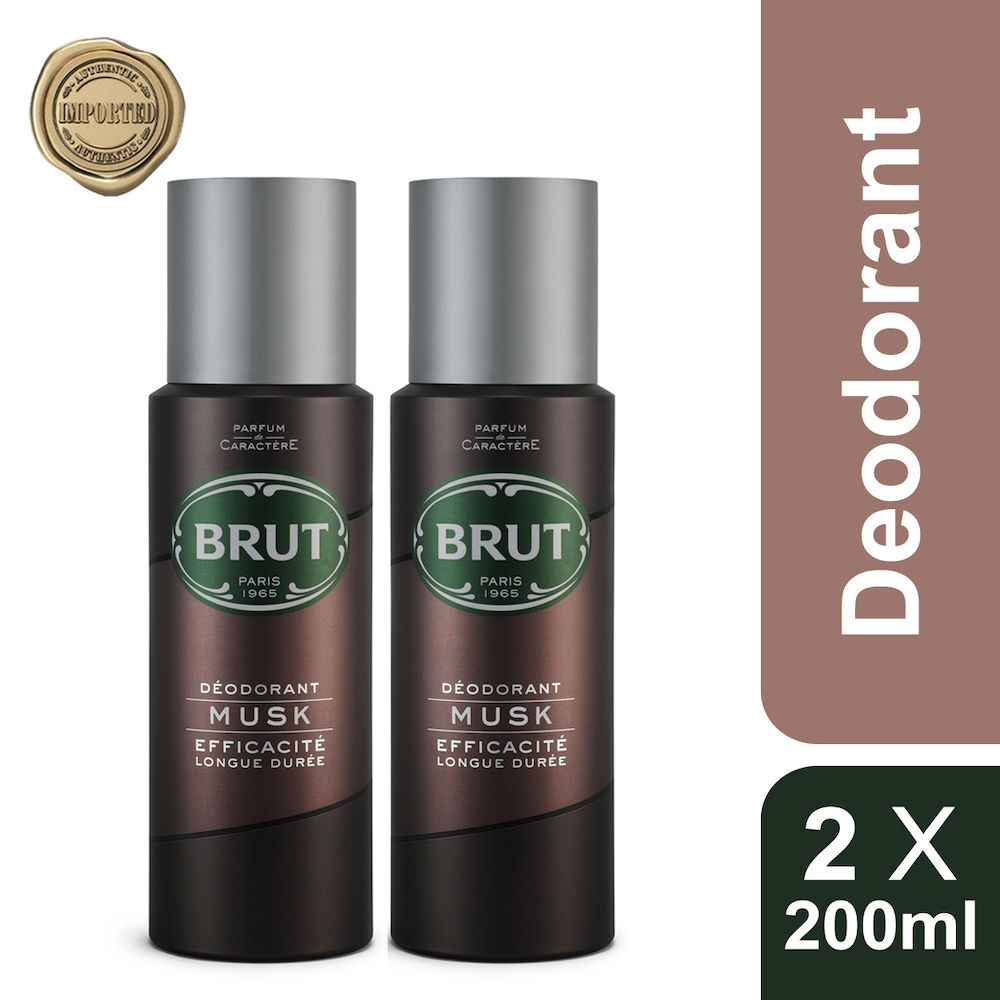 Buy Brut Musk Deodorant For Men, Long Lasting Deo With Elegant Musky Fragrance PO2, 2*200 ml - Purplle