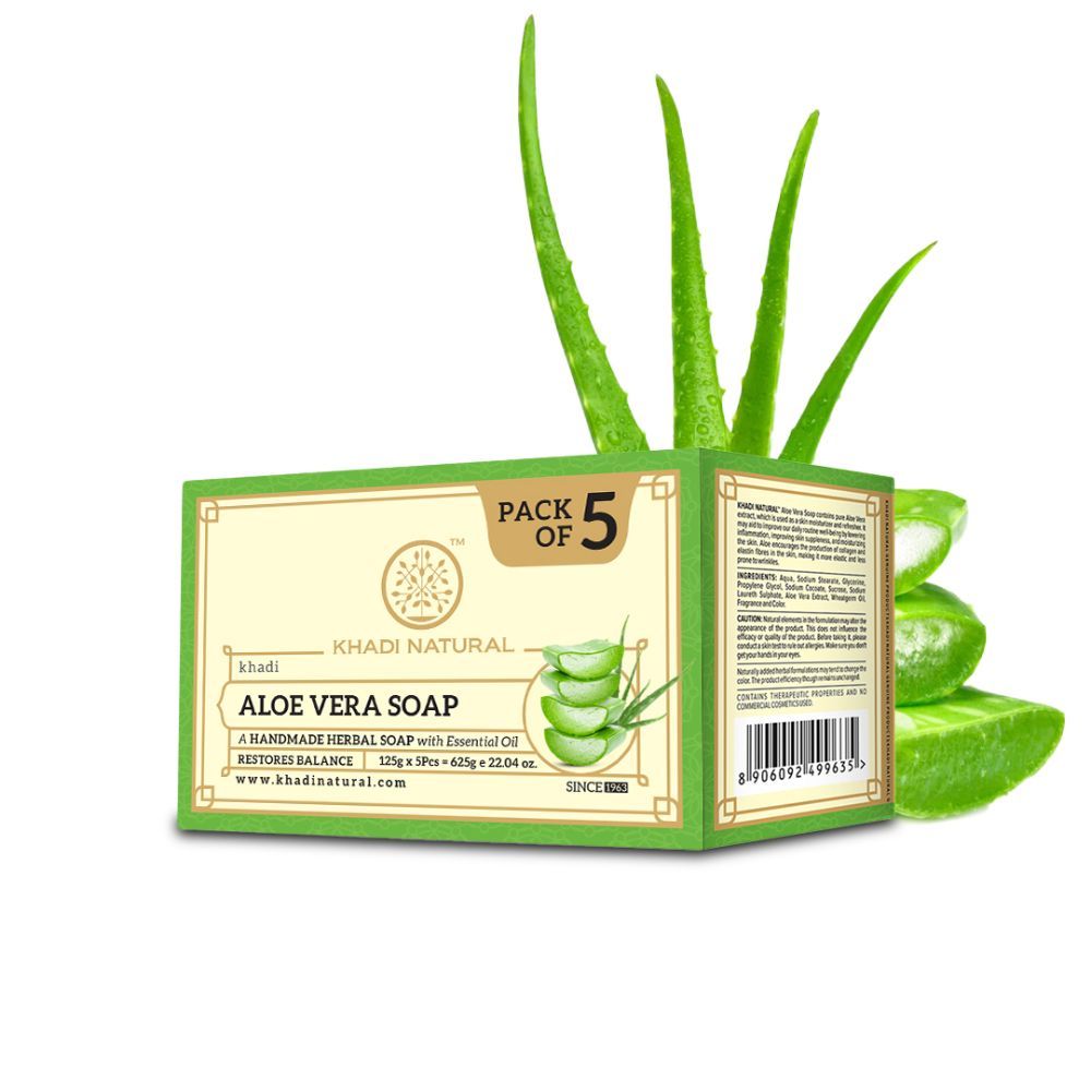 Buy Khadi Natural Aloe Vera Handmade Soap| Hydrate & Moisturize Skin (Pack of 5) - 625 g - Purplle
