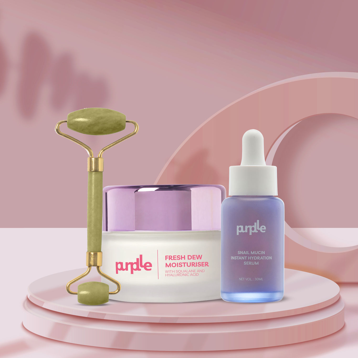 Buy Purplle Celeb Glow Kit| Face Serum | Face Moisturiser | Jade Roller | - Purplle