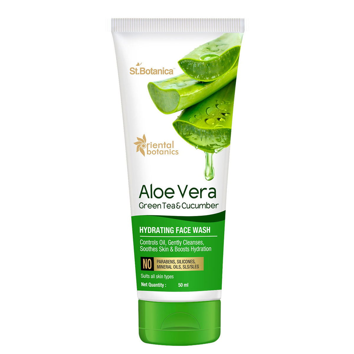 Buy Oriental Botanics Aloe Vera, Green Tea & Cucumber Hydrating Face Wash, 50 ml | Infused with Aloe Vera, Green Tea & Cucumber | Hydrates & Gently Cleanses | No Parabens & Sulphates | Cruelty Free - Purplle