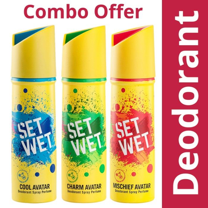 Set Wet Cool, Charm and Mischief Avatar Deodorant Spray Perfume, 150 ml  Each (Pack of 3)