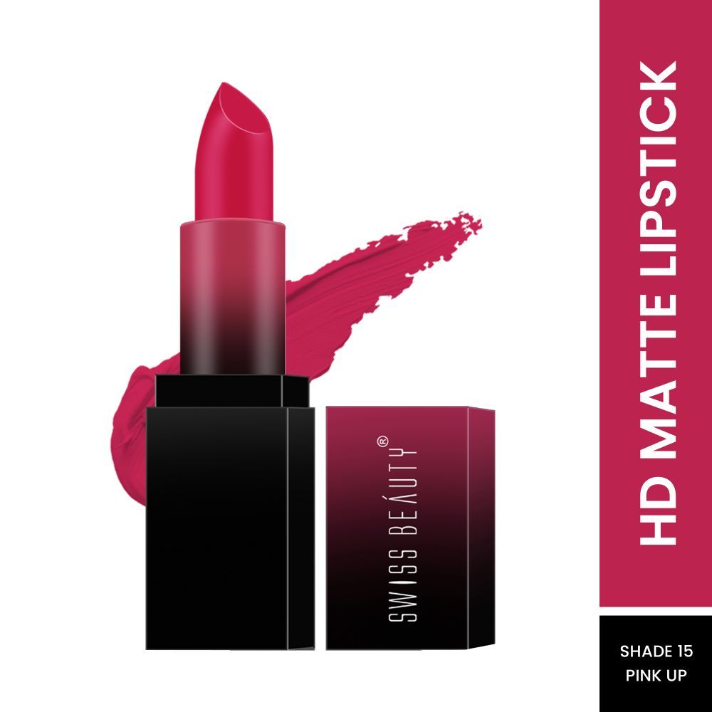 Buy Swiss Beauty HD Matte Lipstick Pink Up 15 (3.5 g) - Purplle