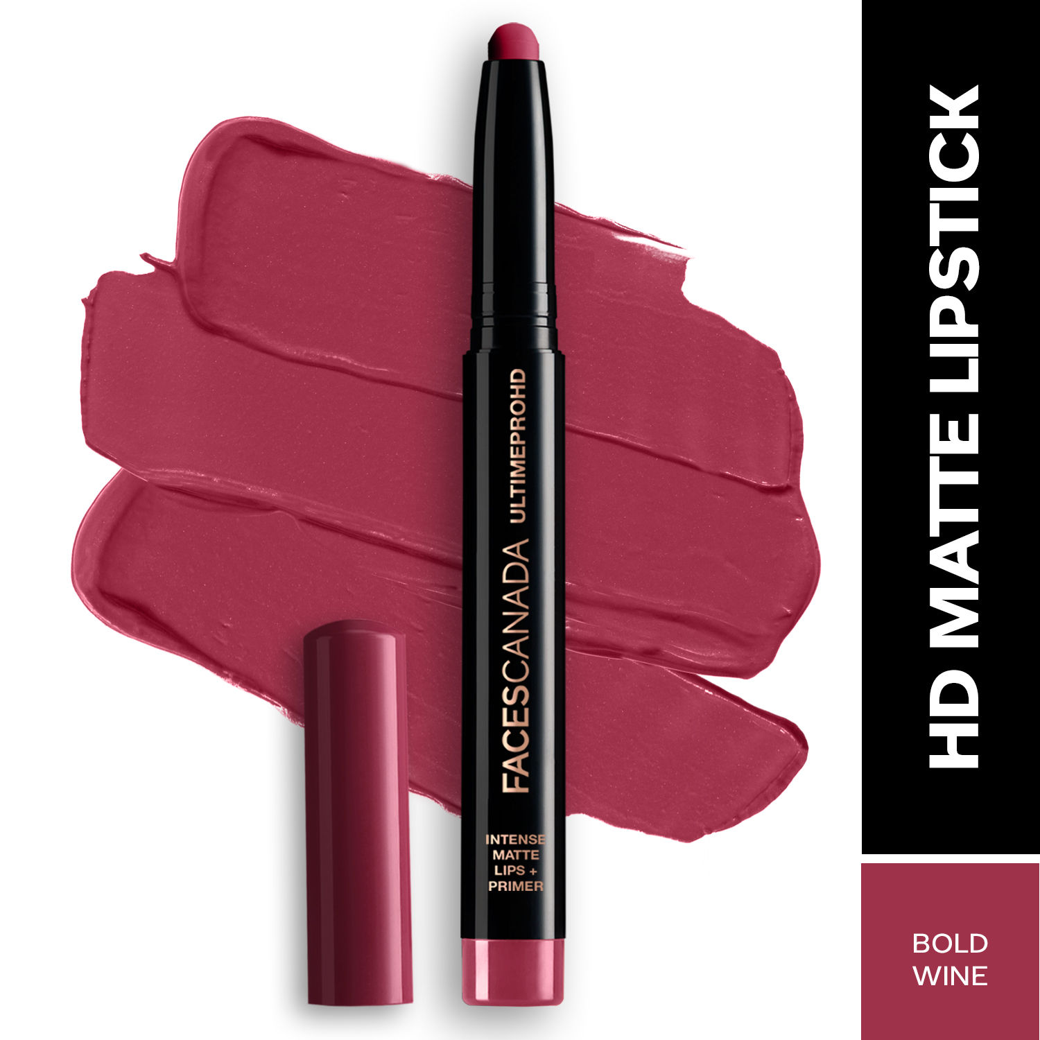 Buy FACES CANADA Ultime Pro HD Intense Matte Lipstick + Primer - Bold Wine, 1.4g | 9HR Long Stay | Feather-Light Comfort | Intense Color | Smooth Glide - Purplle