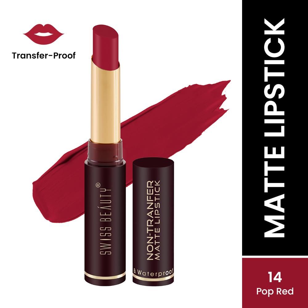 Buy Swiss Beauty Non-Transfer Matte Lipstick - 14 - Pop Red - 2 gm - Purplle