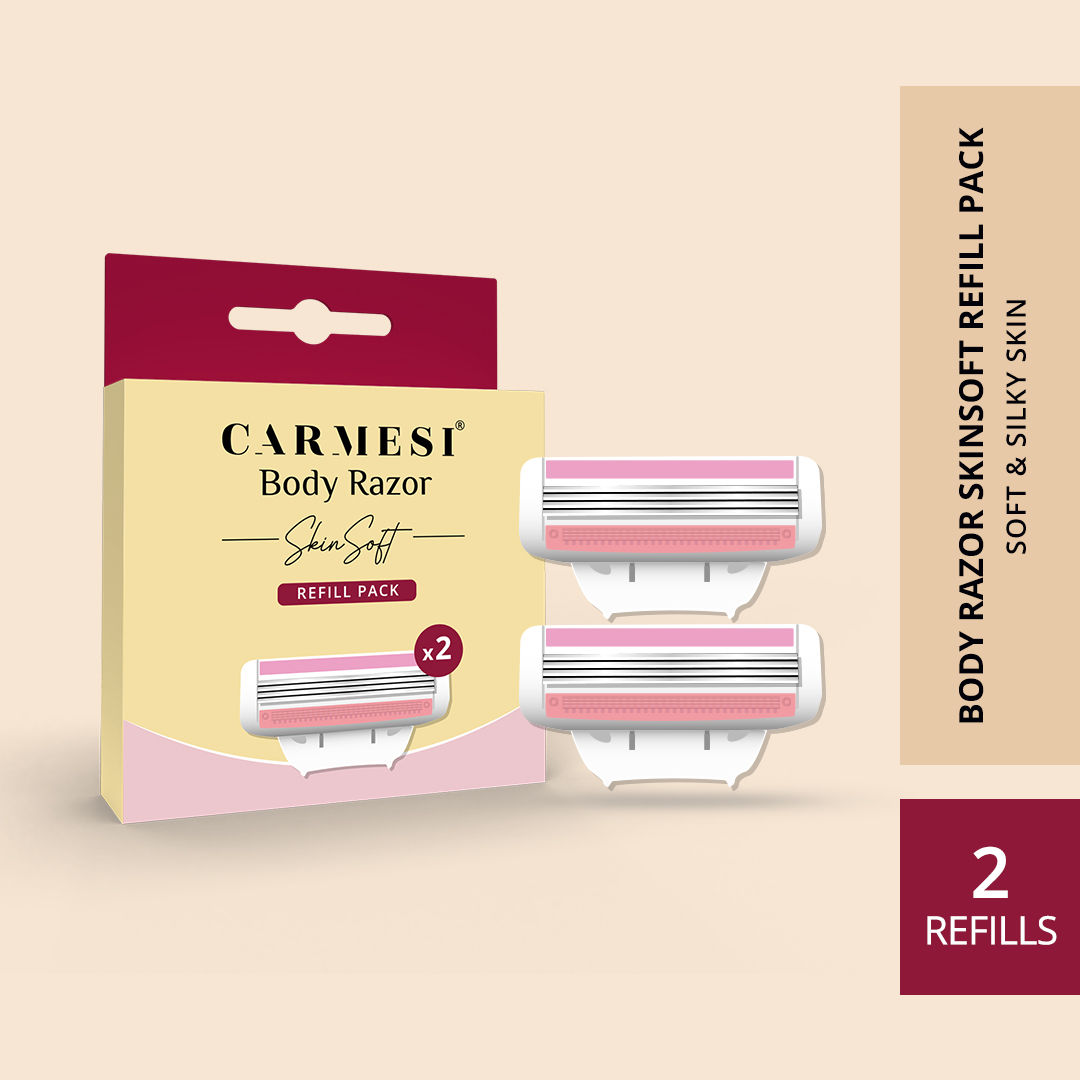 Buy Carmesi Body Razor SkinSoft Refill Pack - 2 Cartridges | Aloe Vera & Vitamin C Moisture Strip For Smooth & Painless Hair Removal | Soft & Silky Skin | Safe, Hygienic, & Economical - Purplle