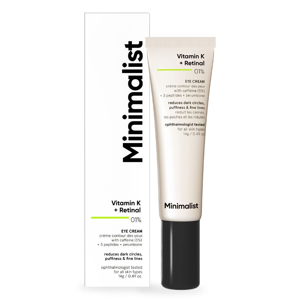 Buy Minimalist Vitamin K + Retinal 01% Eye Cream for under-eye dark circles & Puffiness 14 gm - Purplle