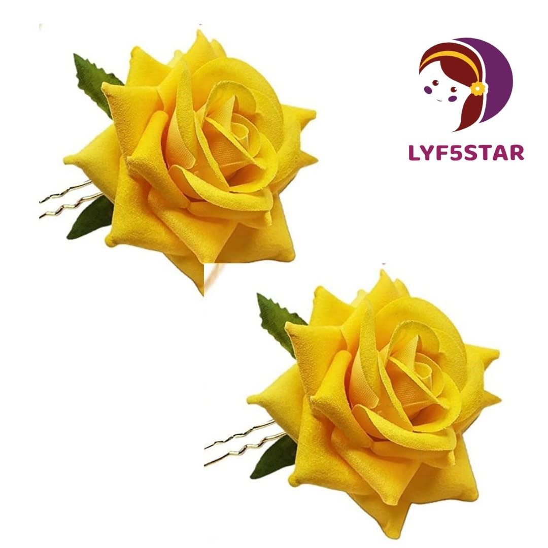 Buy LYF5STAR Handmade Yellow Rose Floral Bride Juda Pin For Women - Pack of 2 - Purplle