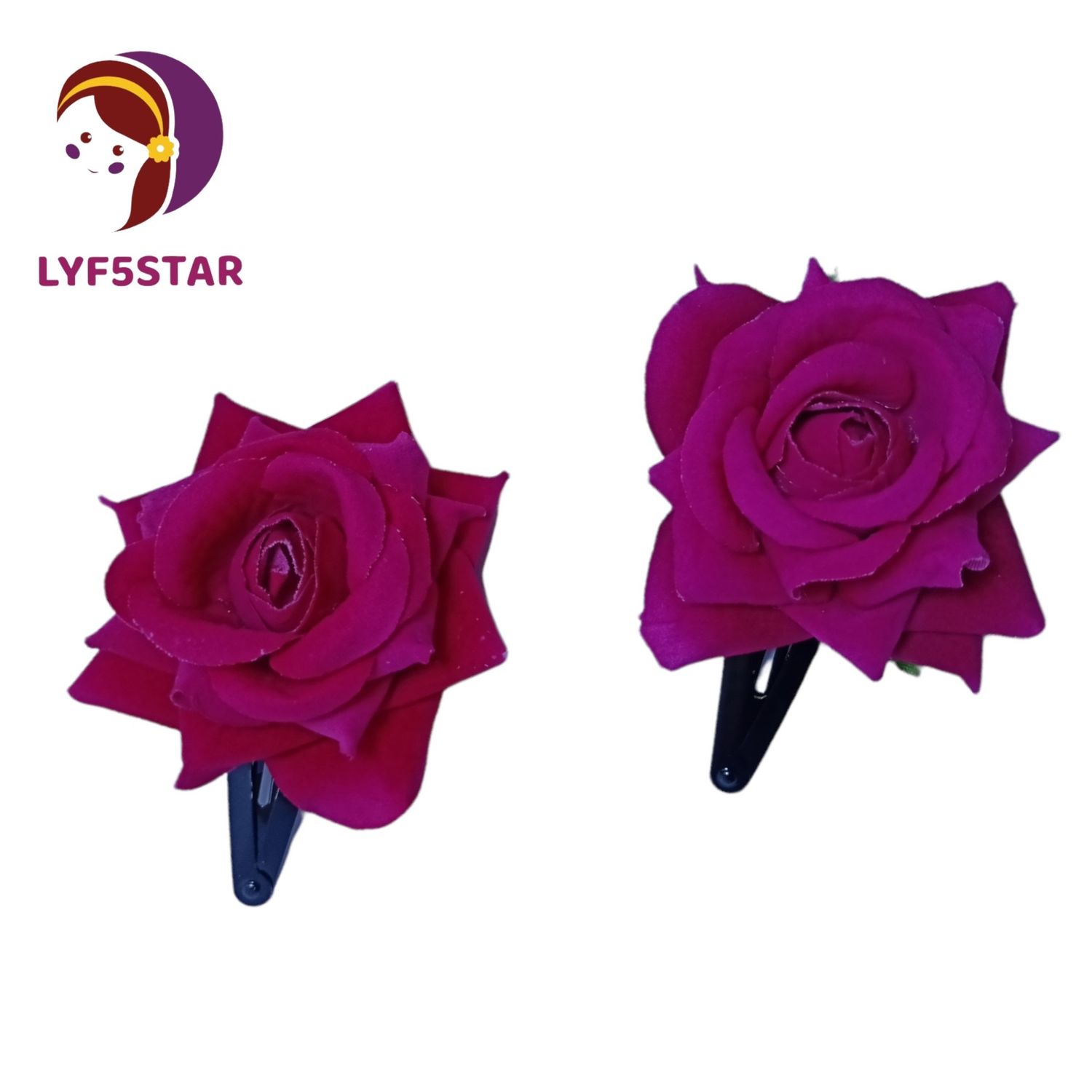 Buy LYF5STAR Artificial Dark Pink Rose Flower Handmade Bride Tiktok Hairpin - Pack of 2 - Purplle