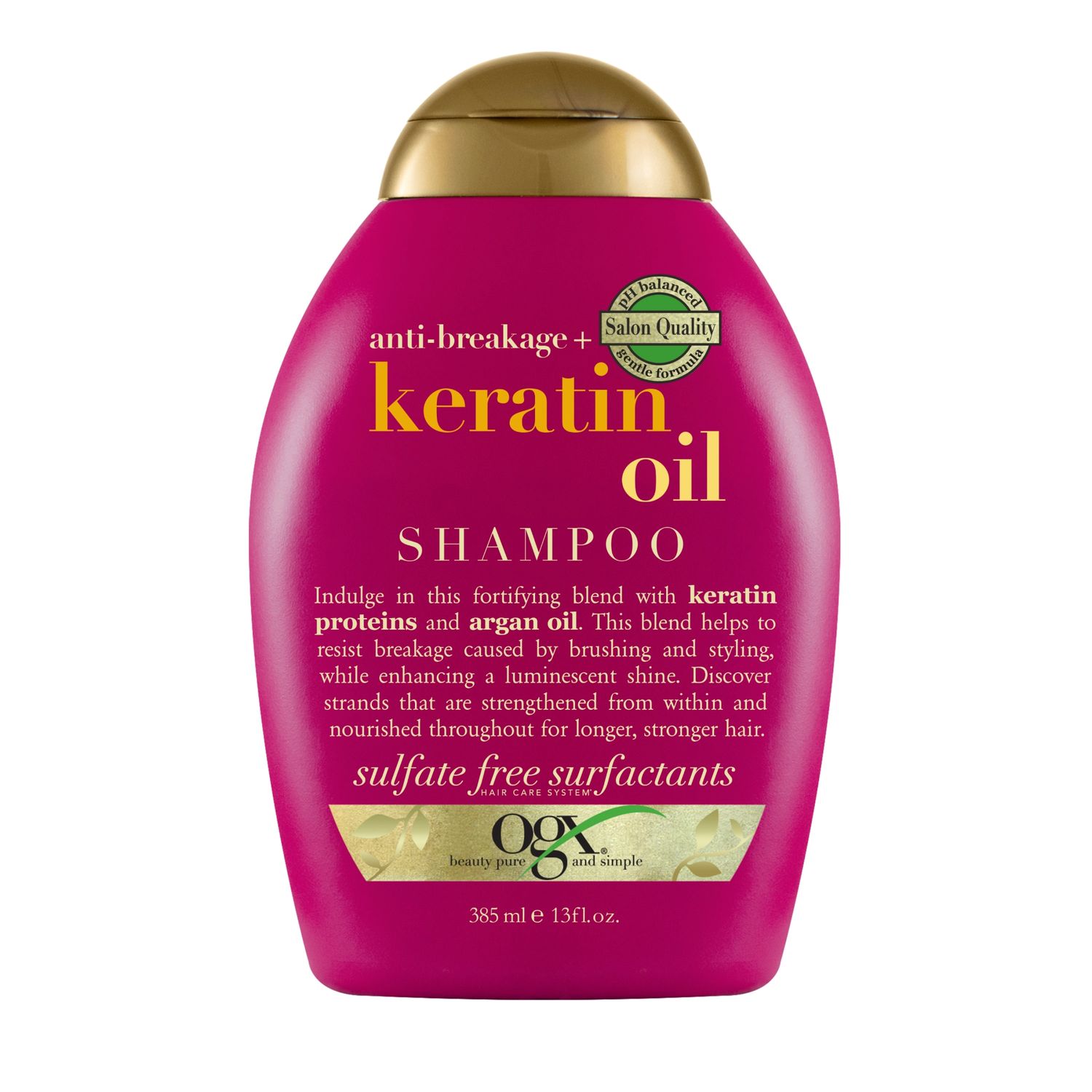 Buy OGX Anti-Breakage + Keratin Oil Fortifying Anti-Frizz Shampoo for Damaged Hair & Split Ends, with Keratin Proteins & Argan Oil, Paraben-Free, Sulfate-Free Surfactants, 385ml - Purplle