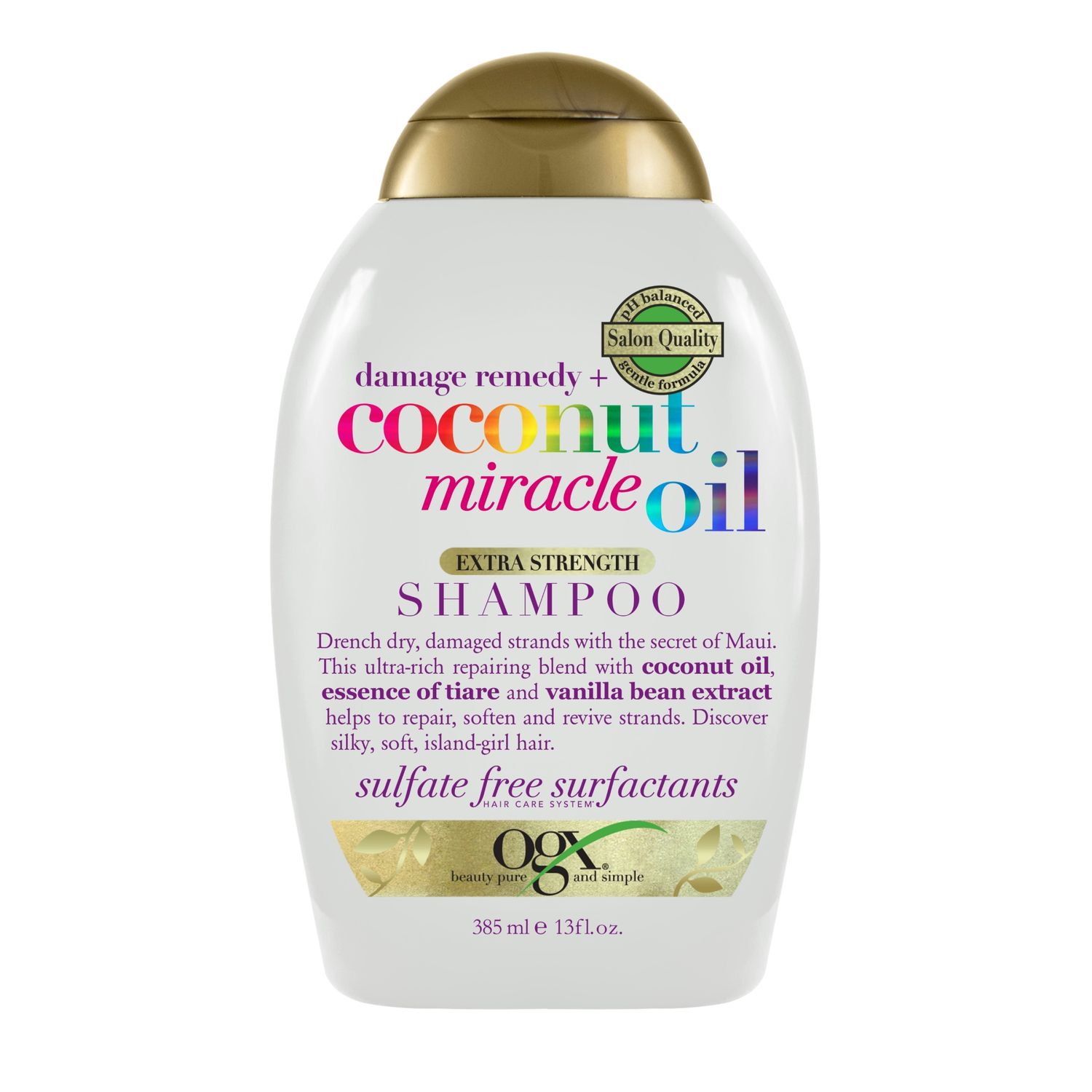 Buy OGX Extra Strength Damage Remedy Coconut Miracle Oil Shampoo | Dry, Frizzy Coarse Hair, Hydrating & Flyaway Taming Shampoo, Paraben Sulfate Free Surfactants 385 ml - Purplle