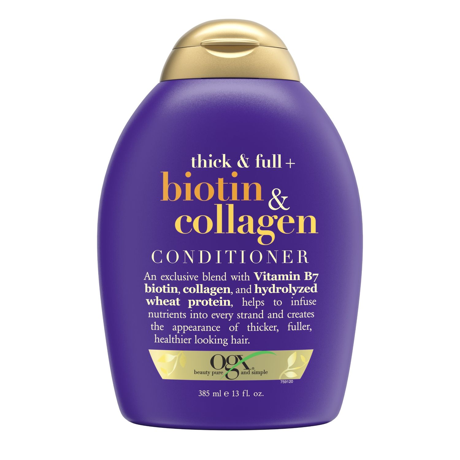 Buy OGX Thick & Full + Biotin & Collagen Volumizing Conditioner for Thin Hair, with Vitamin B7 & Hydrolyzed Wheat Protein, Paraben-Free, Sulfate-Free Surfactants, 385ml - Purplle