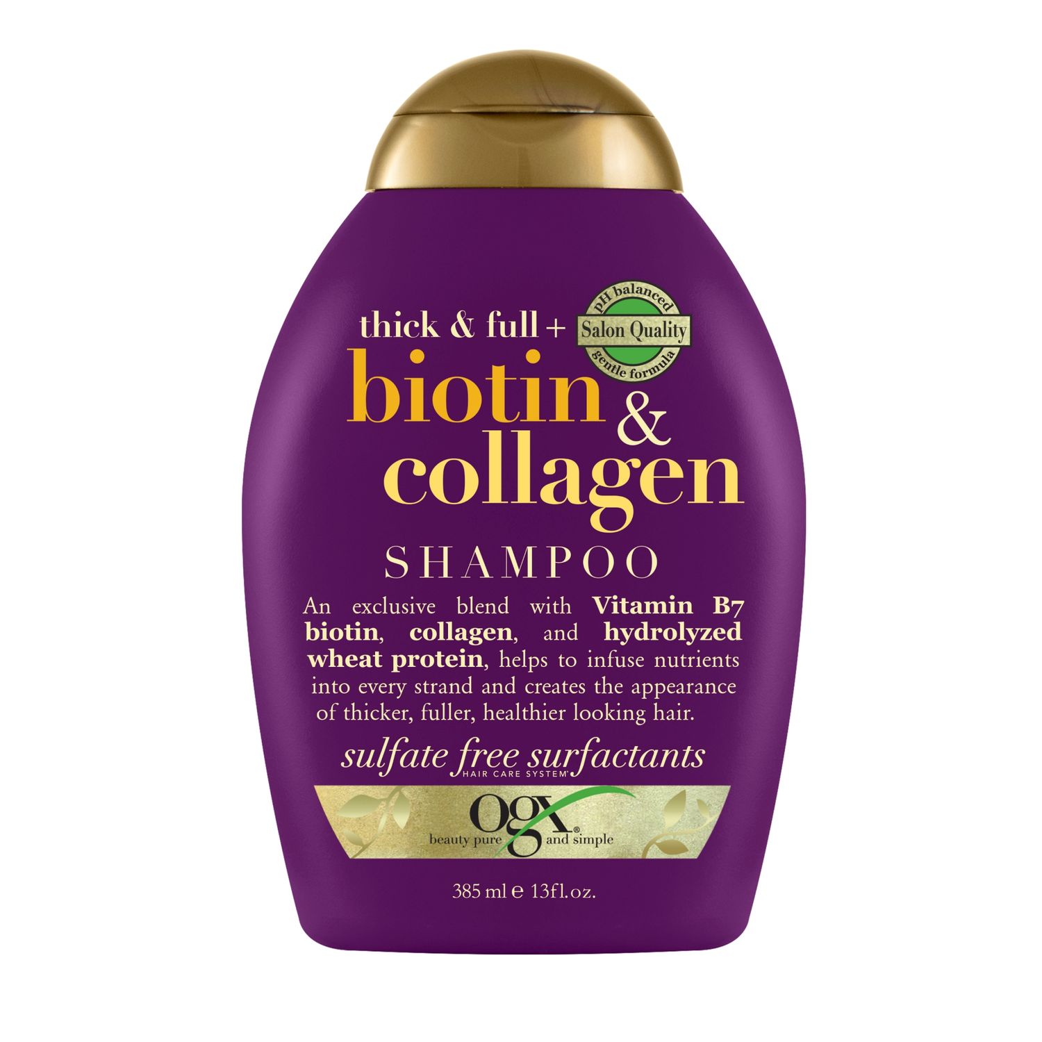 Buy OGX Thick & Full + Biotin & Collagen Volumizing Shampoo for Thin Hair, Thickening Shampoo with Vitamin B7 & Hydrolyzed Wheat Protein, Paraben-Free, Sulfate-Free Surfactants, 385ml - Purplle