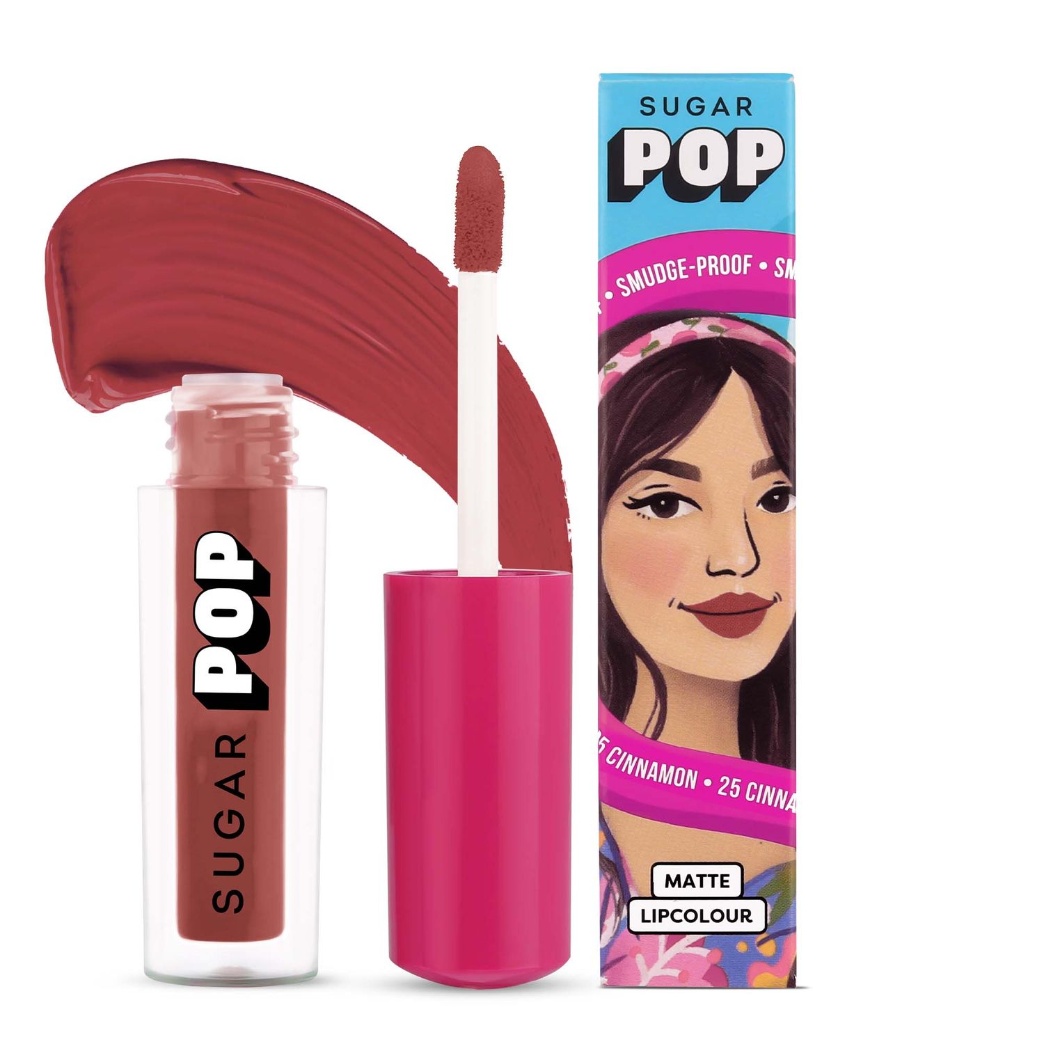 Buy SUGAR POP Matte Lipcolour - 25 Cinnamon(Brown with a hint of Orange) – 1.6 ml - Lasts Up to 8 hours l Pink Lipstick for Women l Non-Drying, Smudge Proof, Long Lasting1.6ml - Purplle