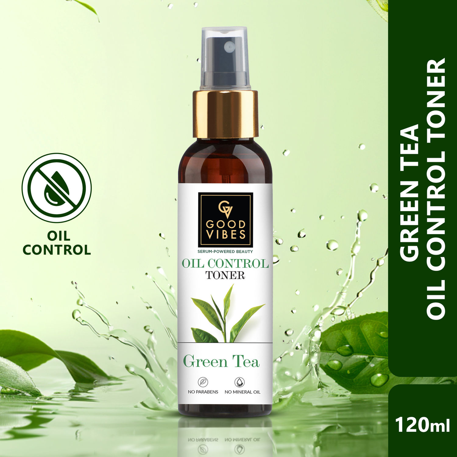 Buy Good Vibes Green Tea Oil Control Toner with Power of Serum | Reduces irritation and redness (120 ml) - Purplle