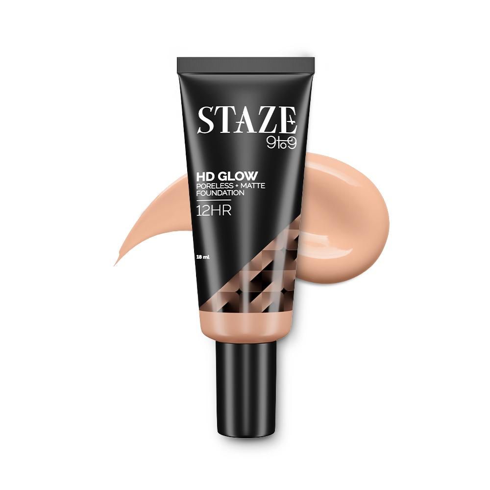 Buy Staze 9to9 HD Glow Poreless + Matte Foundation | 128C Cashmere | 18 ml - Purplle