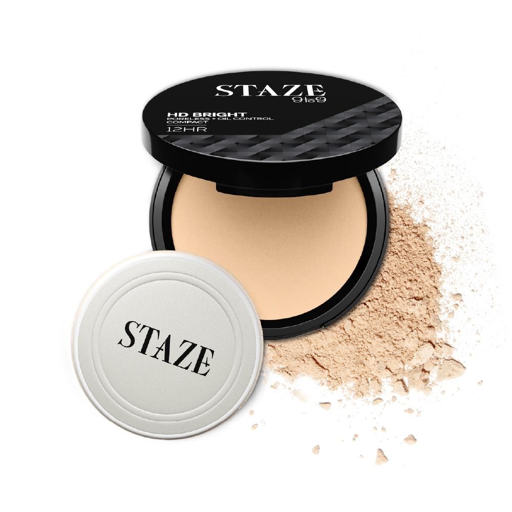 Buy Staze 9to9 HD Bright Poreless + Oil Control Compact | 125W Vanilla | 9g - Purplle