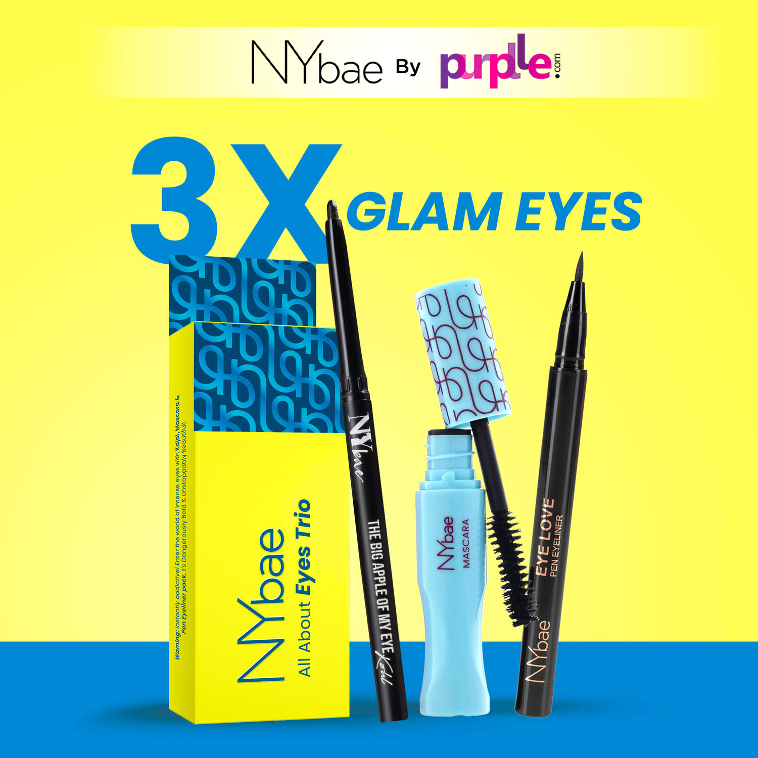 Buy NY Bae All About Eyes Trio | Black Kajal | Pen Eyeliner | Mascara | Long Lasting | Smudgeproof | Water Resistant | Eye Makeup | Makeup Kit (6.3 g) - Purplle