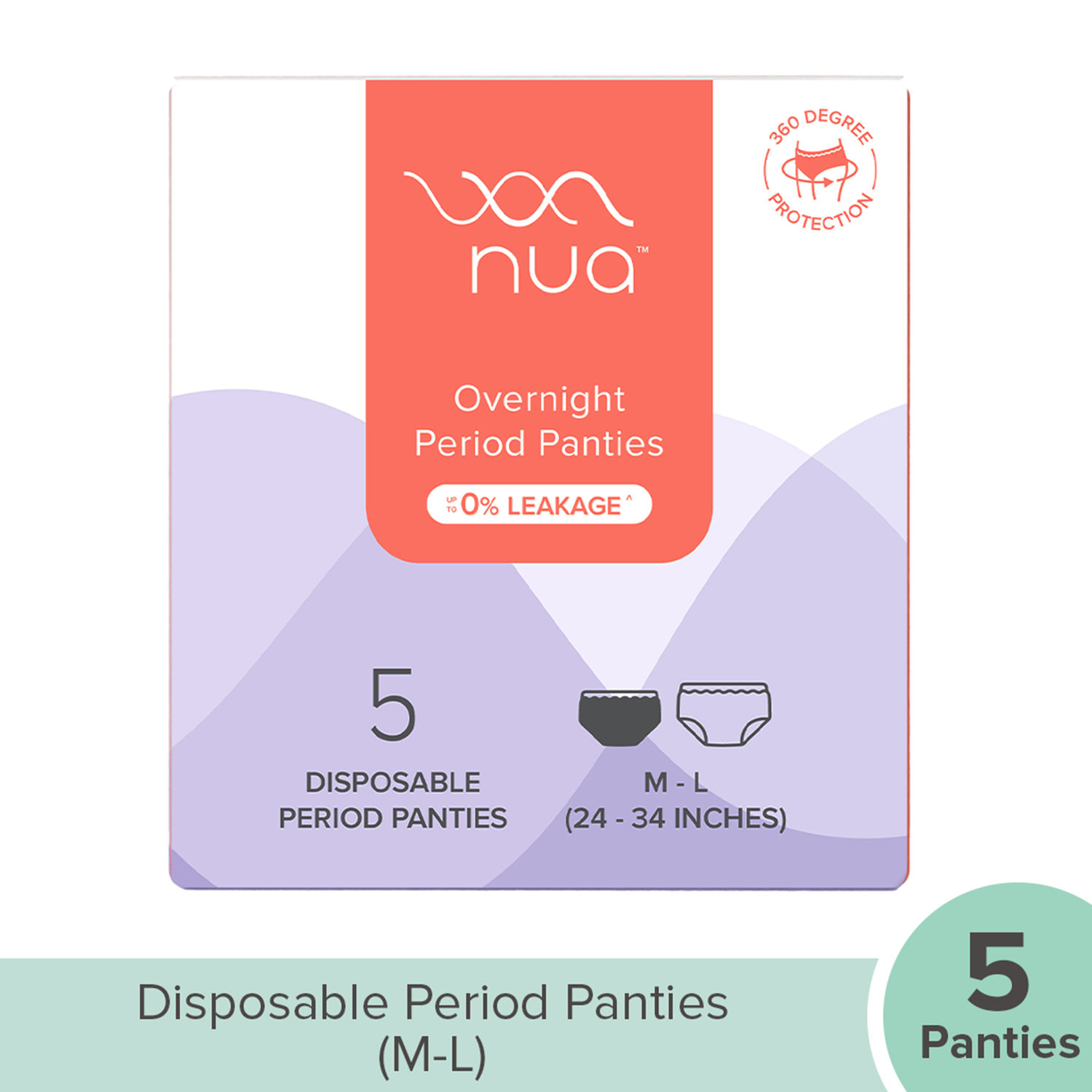 Buy Nua Nua Overnight Period Panties| 5 units (M-L) - Purplle