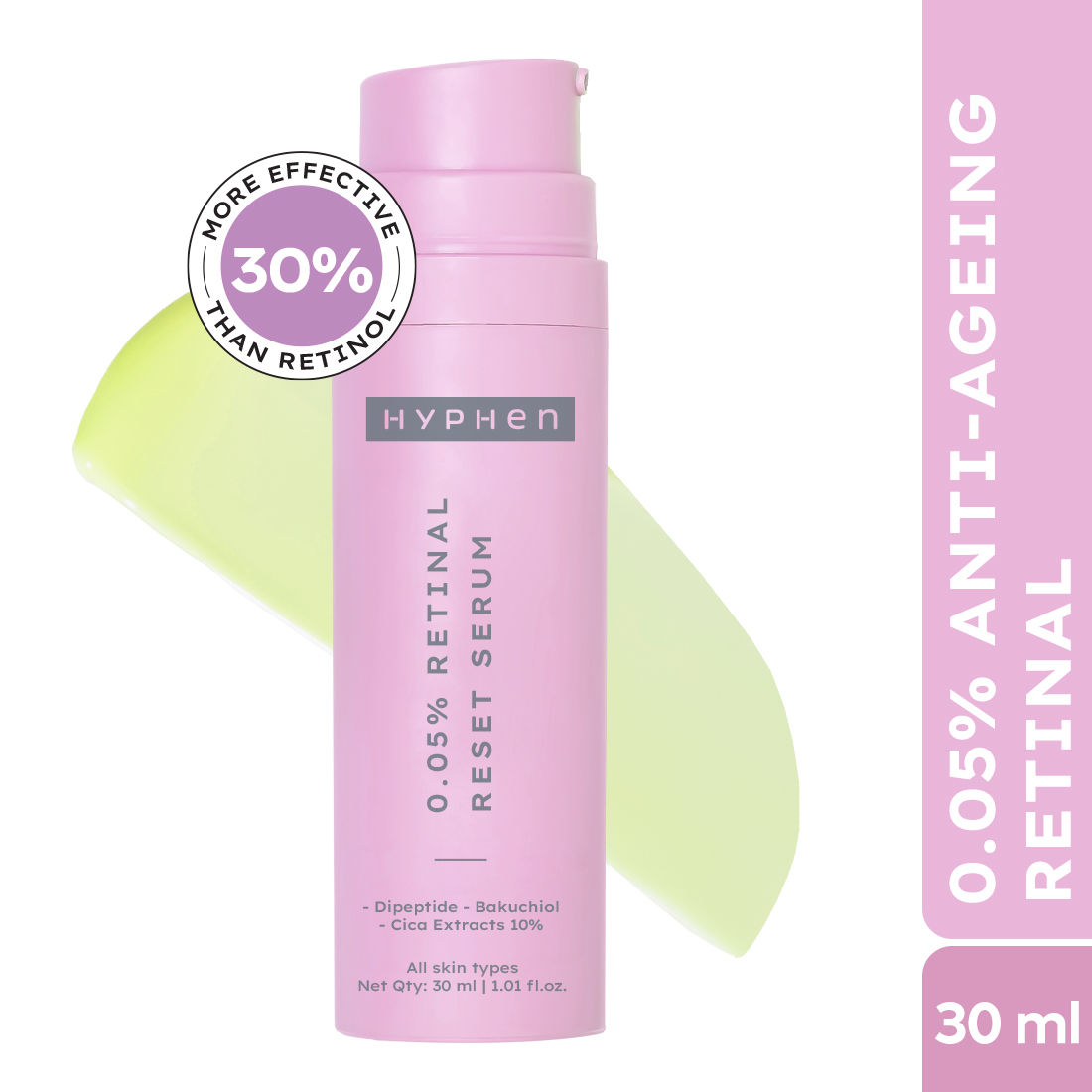 Buy Hyphen 0.05% Retinal Reset Anti Ageing Face Serum for Beginners | Reduces Fine Lines & Wrinkles | 30% More Effective than Retinol | 30 ml - Purplle