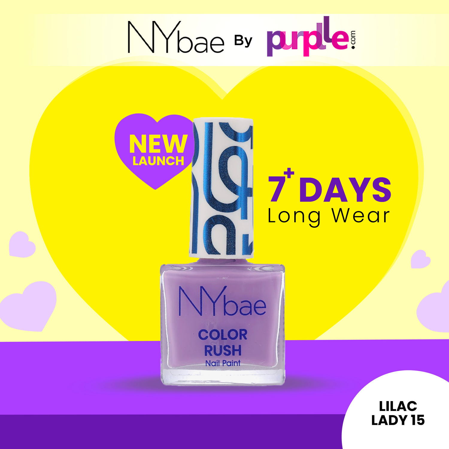 Buy NY Bae Color Rush Nail Paint | Chip Resistant | Long Lasting | Quick Dry | Gel Nail Polish - Lilac Lady 15 (5.6ml) - Purplle