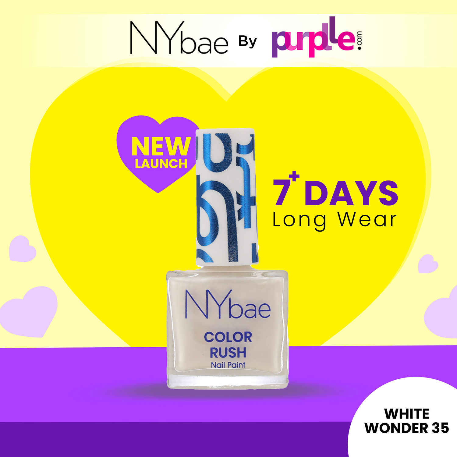 Buy NY Bae Color Rush Nail Paint | Chip Resistant | Long Lasting | Quick Dry | Gel Nail Polish - White Wonder 35 (5.6ml) - Purplle