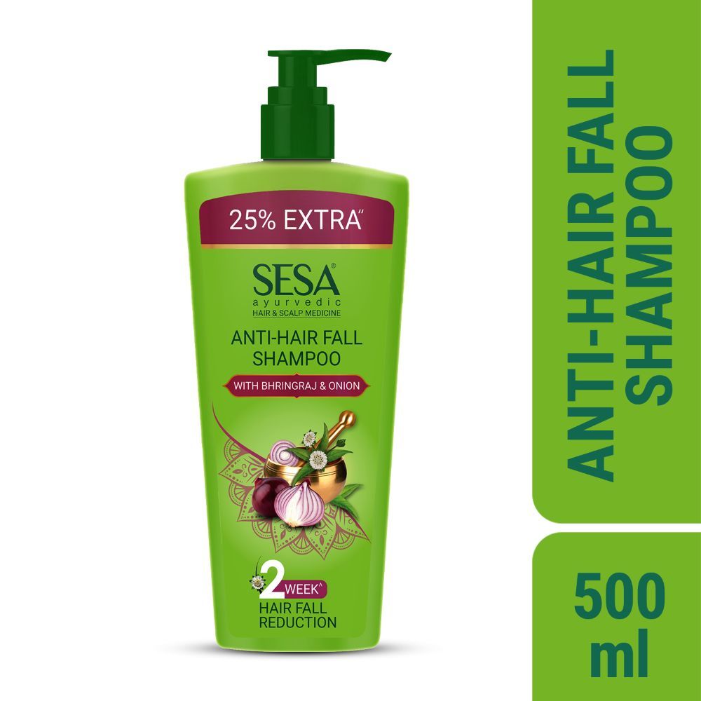 Buy Sesa Ayurvedic Anti-Hair Fall Shampoo - Bhringraj, Onion & 17 Ayurvedic Herbs - Control Hair Fall in 2 Weeks 500ml - Purplle