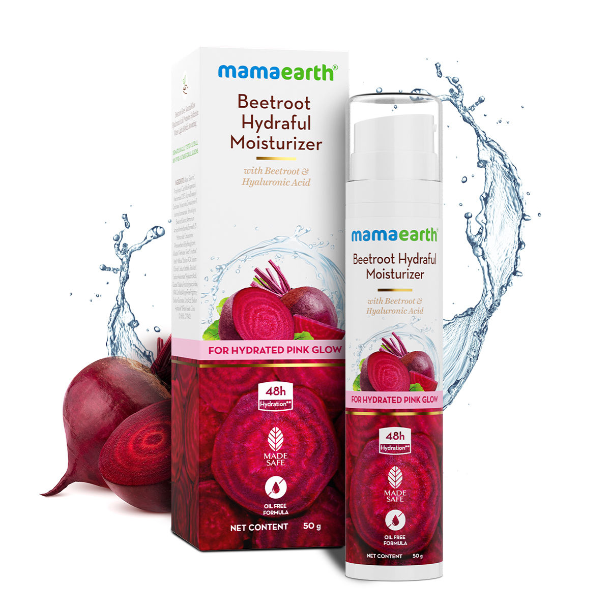 Buy Mamaearth Beetroot Hydraful Moisturizer With Beetroot & Hyaluronic Acid For Hydrated Pink Glow - 50 ml - Purplle