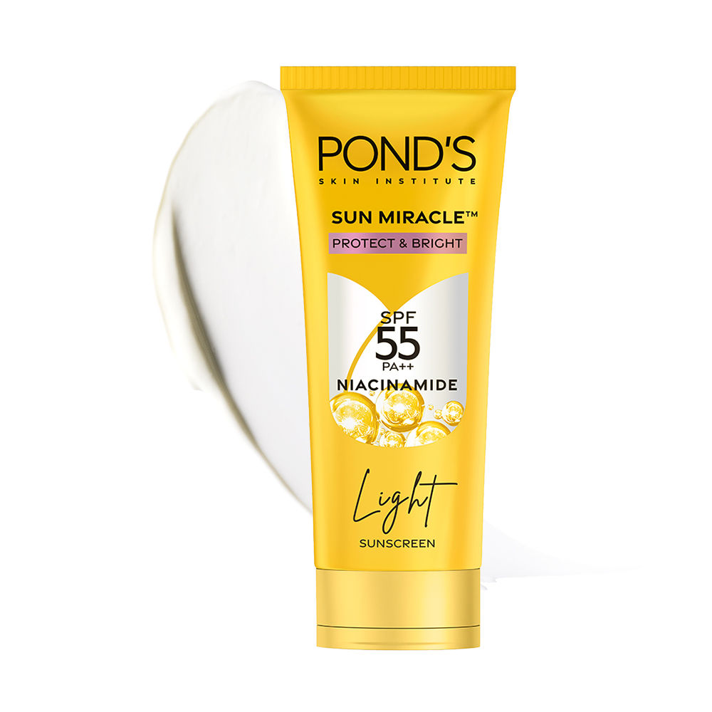 Buy PONDS SUNSCREEN CREAM SPF 55 PA+++ with 1% Niacinamide C serum for UVA/B, No White Cast, Even toned skin, 50gm - Purplle