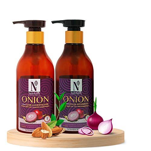 Buy NutriGlow NATURAL'S Combo of 2 Onion Hair Shampoo & Hair Conditioner For Deep Conditioning, 300 ml each - Purplle