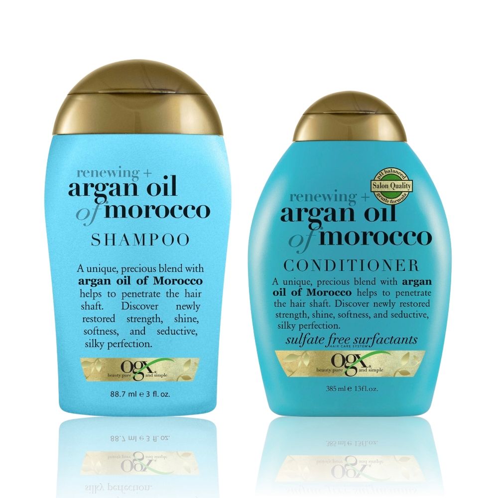 Buy OGX Argan Oil Hydration Mini Duo to Help Moisturize, Soften & Strengthen Hair: Shampoo & Conditioner Set - 88.7ml Each - Purplle