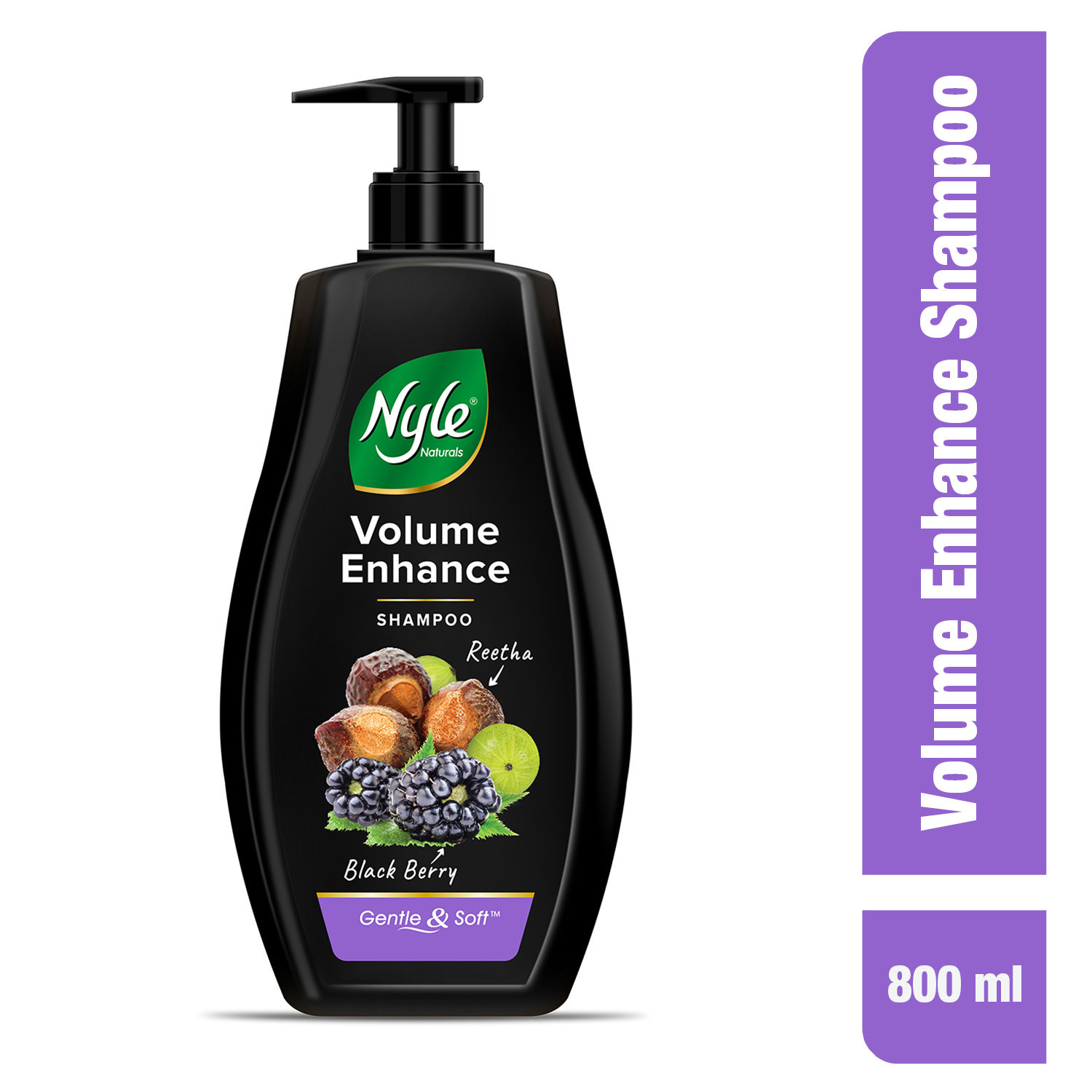 Buy Nyle Naturals Volume Enhance Shampoo, With Blackberry, Reetha and Amla, Gental & Soft, pH Balanced and Paraben Free, For Men & Women,800ml - Purplle