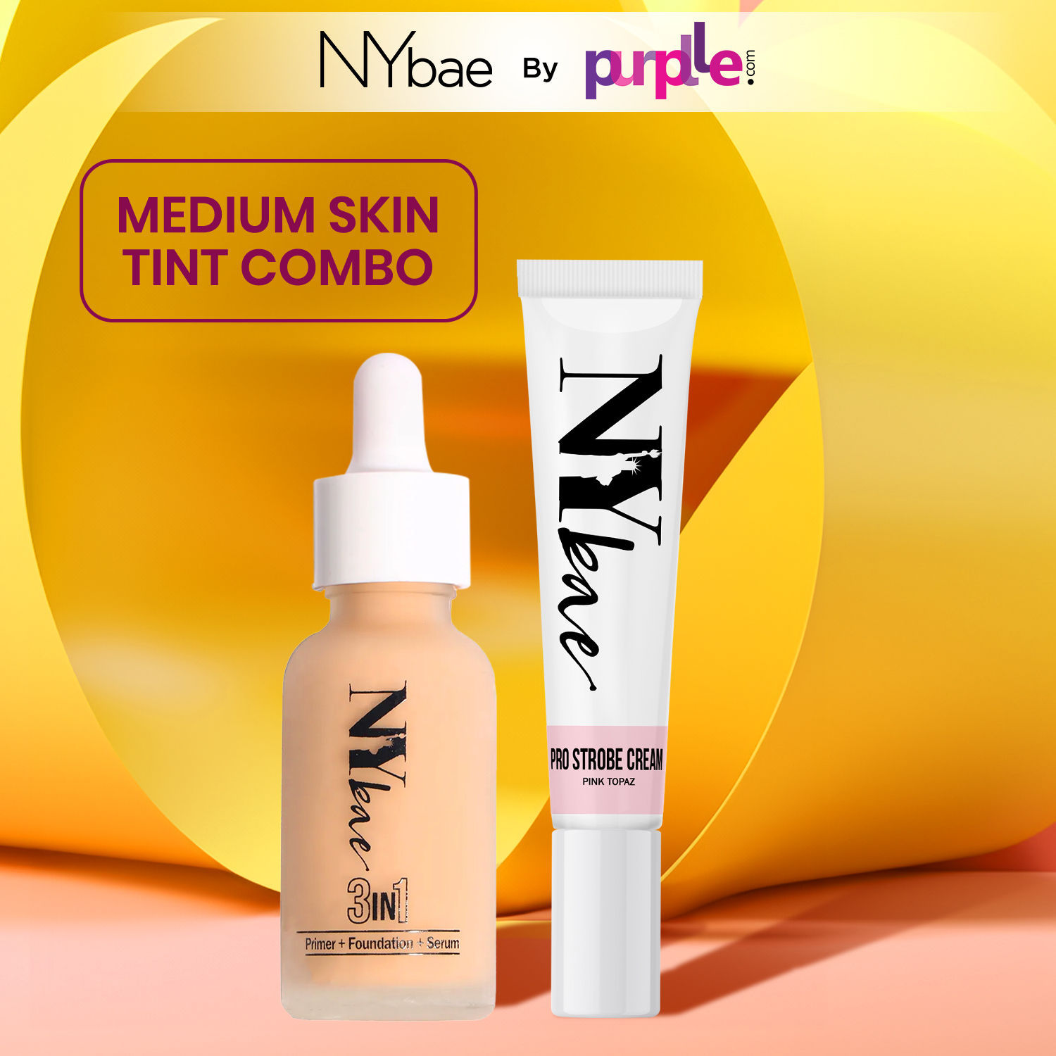 Buy NY Bae Strobe Skin Tint Combo - Medium Skin | Strobe Pink Topaz (12 g) | Warm Cashew Foundation 03 (30 ml)| Skin Tint | Glowy Korean Skin | Medium Skin Tone | Everyday Makeup Kit - Purplle