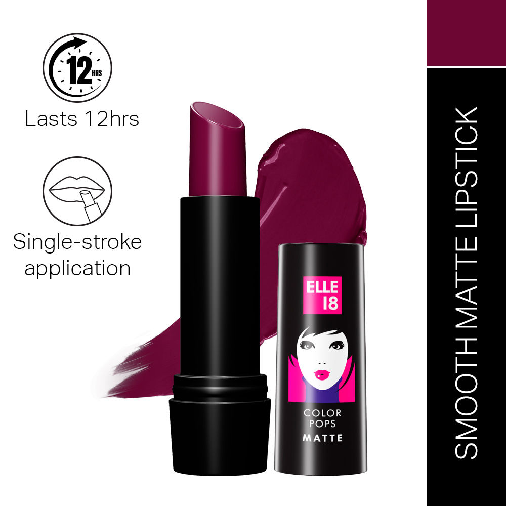 Buy Elle 18 Color Pop Matte Lip Color, W11, Cherry Wine, 4.3 g - Purplle