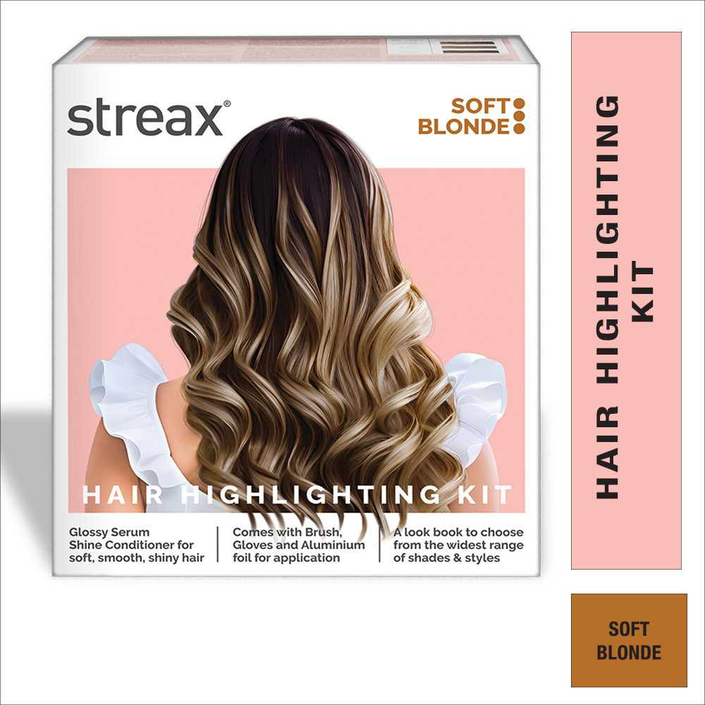 Buy Streax Hair Colour Highlight Kit | Blonde Hair Colour, Soft Blonde - Pack of 1 I Enriched with Walnut & Argan Oil I Hair Colour for Women | Rich, vibrant, Easy to use, DIY Application - Purplle