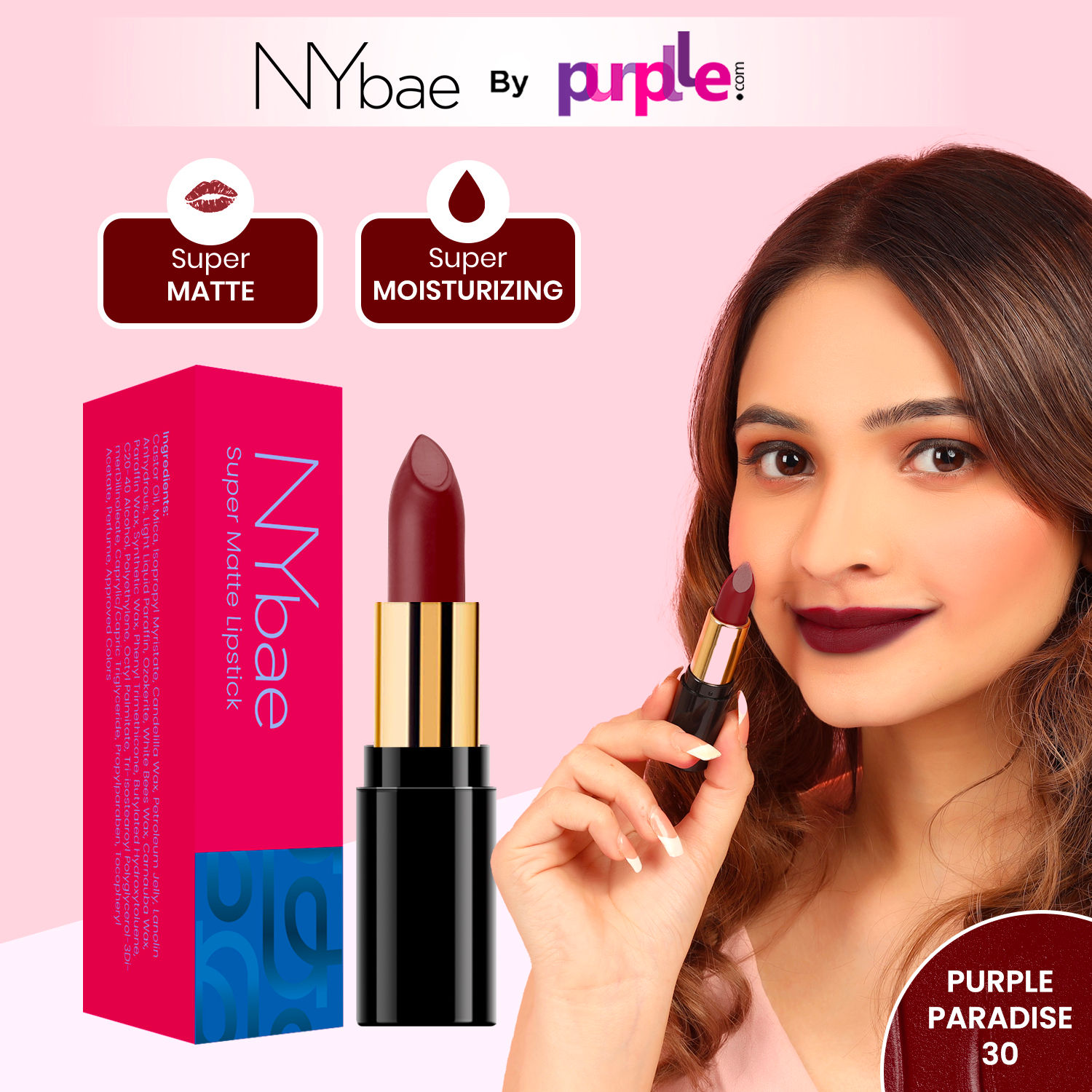 Buy NY Bae Super Matte Lipstick - Purple Paradise 30 (GT) - Purplle