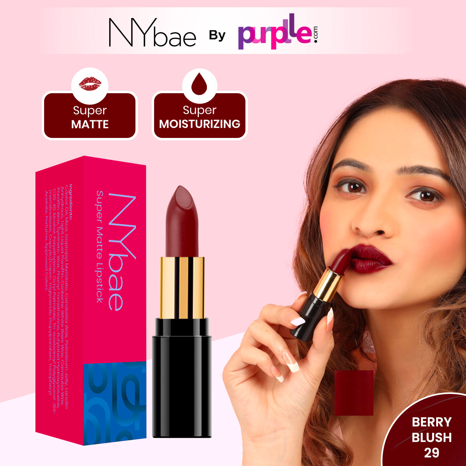 Buy NY Bae Super Matte Lipstick - Berry Blush 29 (GT) - Purplle