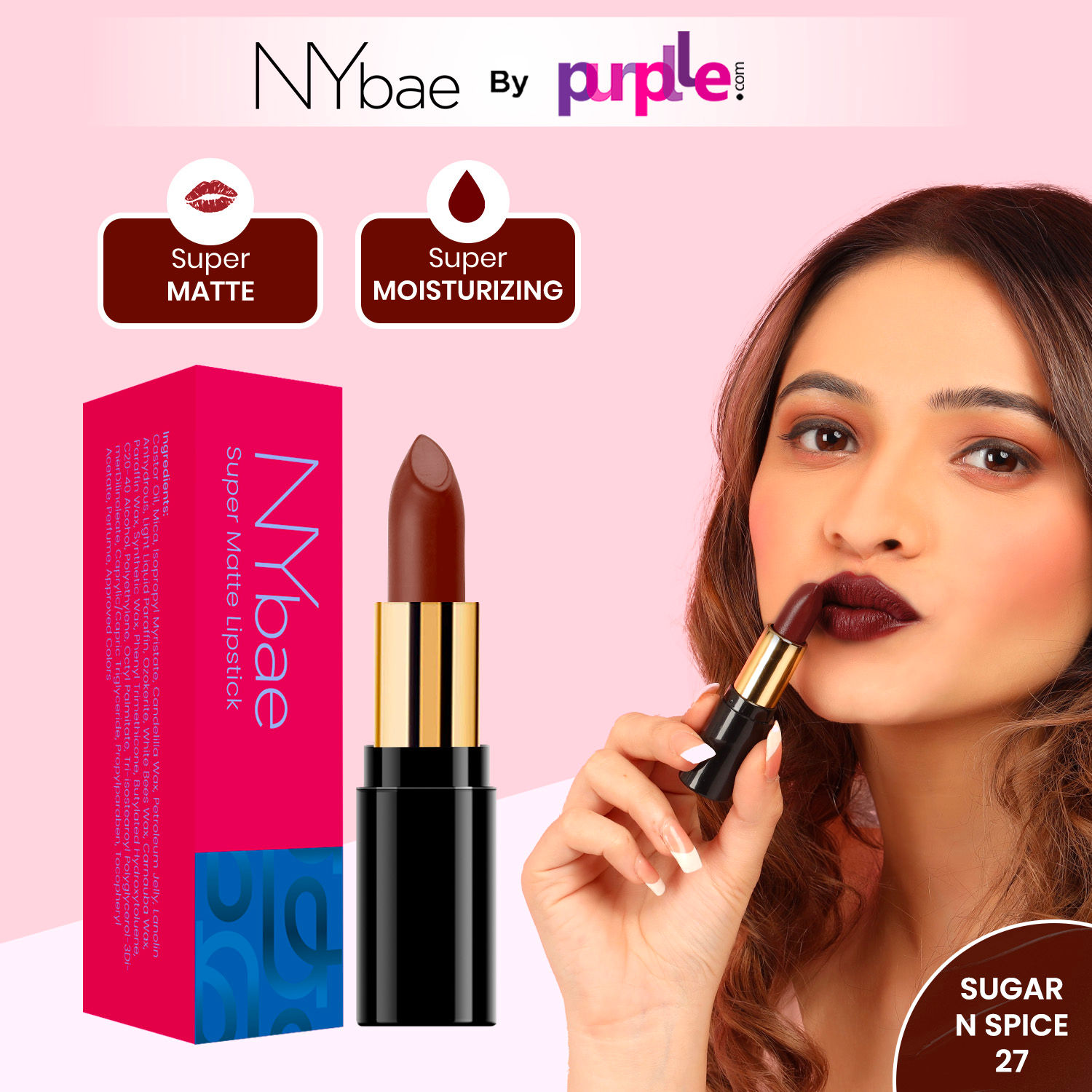 Buy NY Bae Super Matte Lipstick - Sugar N Spice 27 (GT) - Purplle